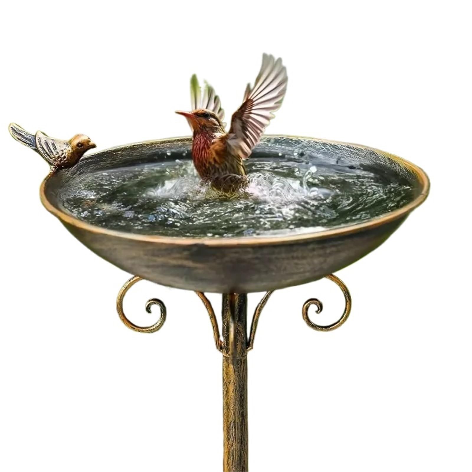 Metal Bebedero pajaros con Pie Baño for pájaros con Pedestal de 11,4" Ancho x 27,6" Alto diámetro | Baños for pájaros for exteriores, comedero for pájaros, bandeja for semillas, jardín