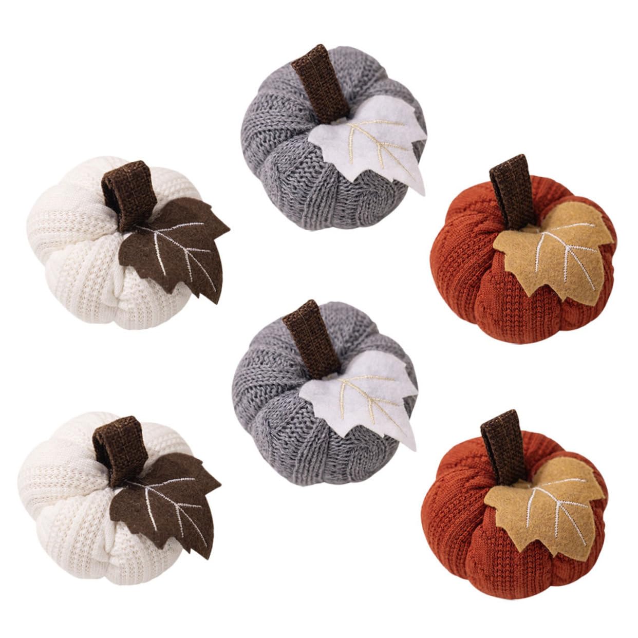 6stücke Strickkürbisse Mini für Herbstdeko Kunstkürbisse Gestrickt Dekokürbisse Landhausstil Künstliche Kürbisdeko für Tischschmuck