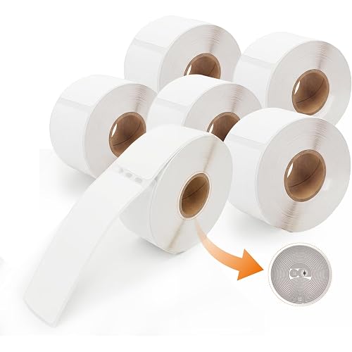Premium 30252 RFID Labels | Compatible with DYMO LabelWriter 550/550 Turbo/5XL | 1-1/8" x 3-1/2" Direct Thermal Labels, 350 Labels/Roll, 6 Rolls (2100 Labels)