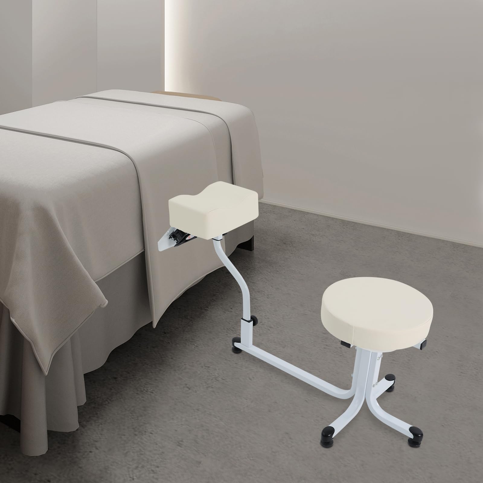 Sgabello per pedicure con poggiapiedi, 2 in 1 per manicure e SPA, 220 V Pedicure Stool with Dust Blower, portata 100 kg, pedicure poggiapiedi per spa Beauty Salon, bianco