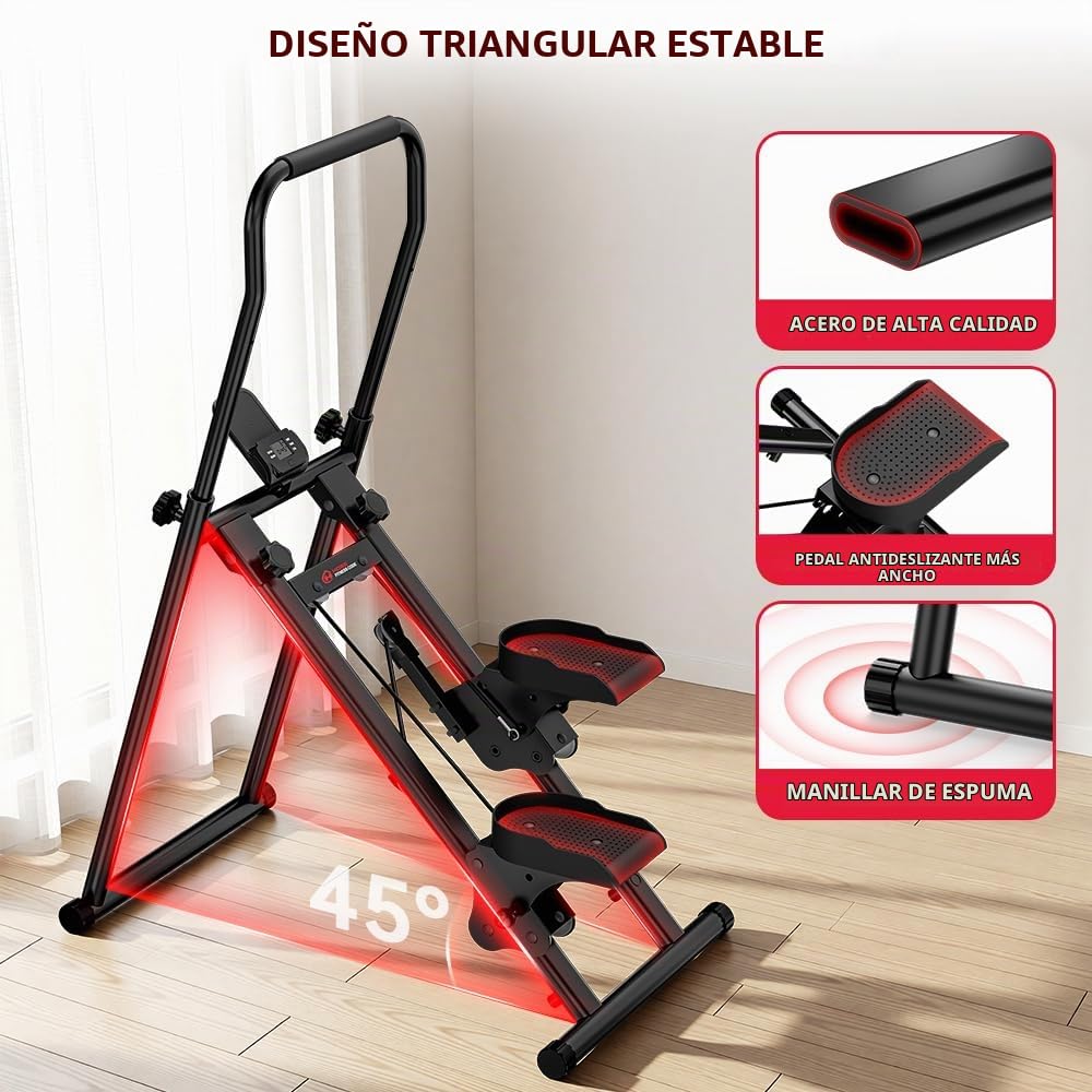Máquina de escaleras para gimnasio en casa, escalador vertical plegable con ajuste de altura de 3 niveles, capacidad de carga de 150 kg, dispositivo cardiovascular, pantalla LCD