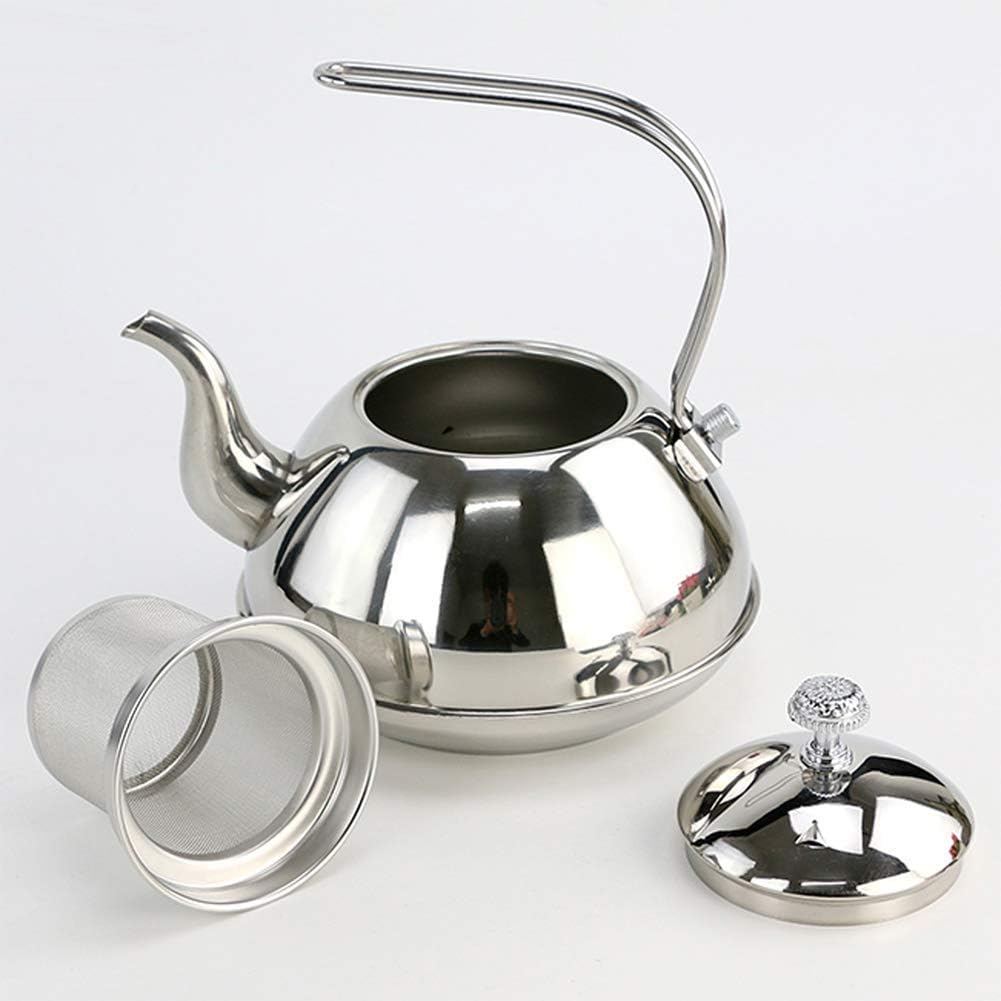 Tea kettle, 2L Camping Pot with Handle for Stovetops Coffee Hiking Water Gold(Black)