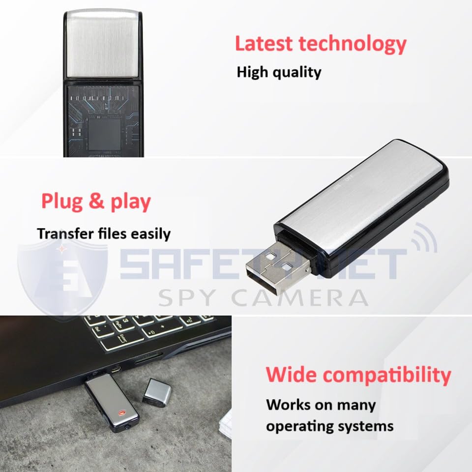 Image of SAFETYNET Mini USB HD Voice Recorder Pendrive, Clear Audio Sound Recording Pen Drive, Audio Recording Device with Inbuilt 8GB Memory for Home, Office, Meetings