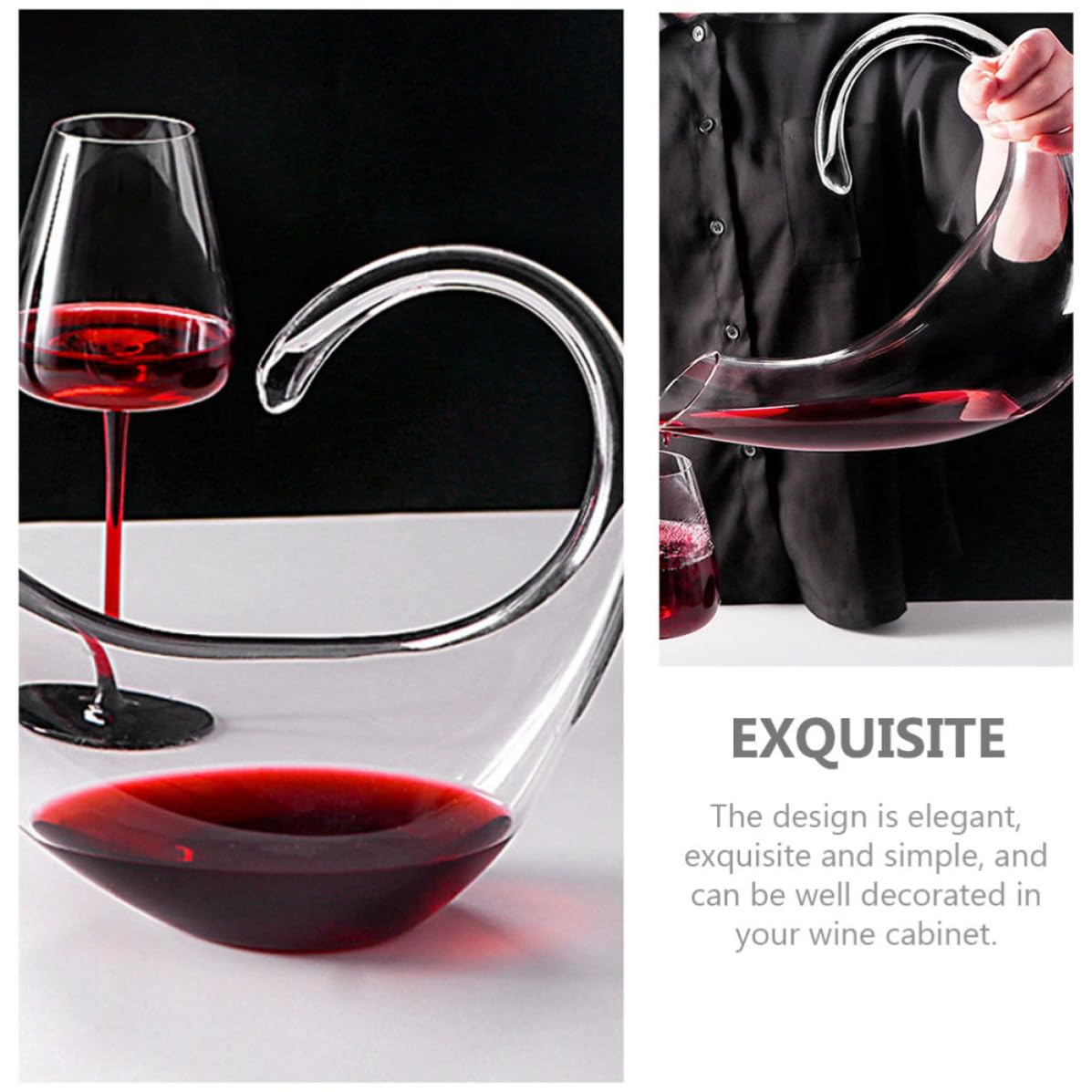 Abaodam Decantador de Vino de Vidrio Elegante y Práctico Diseño Exclusivo para Uso Doméstico, Jarra para Decantar y Airear Vino Tinto sin Goteo