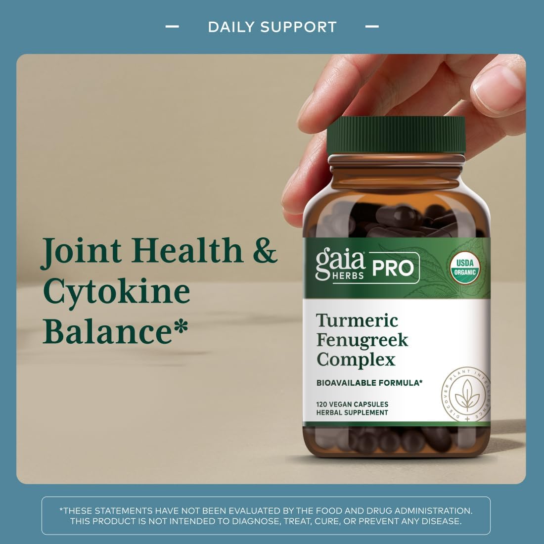 GAIA HERBS PRO Turmeric Fenugreek Complex - Daily Dietary Supplements for Active Lifestyle Support* - Herbal Nutrient Complex with Fenugreek Extract & Organic Turmeric - Vegan - 120 Capsules
