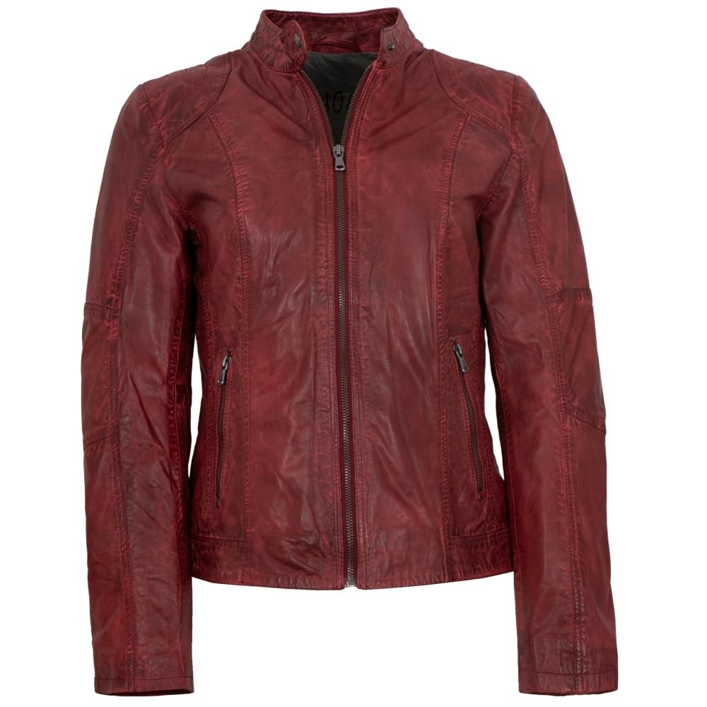 MADDOX - Damen Echtleder Lederjacke Lammnappa dunkelrot