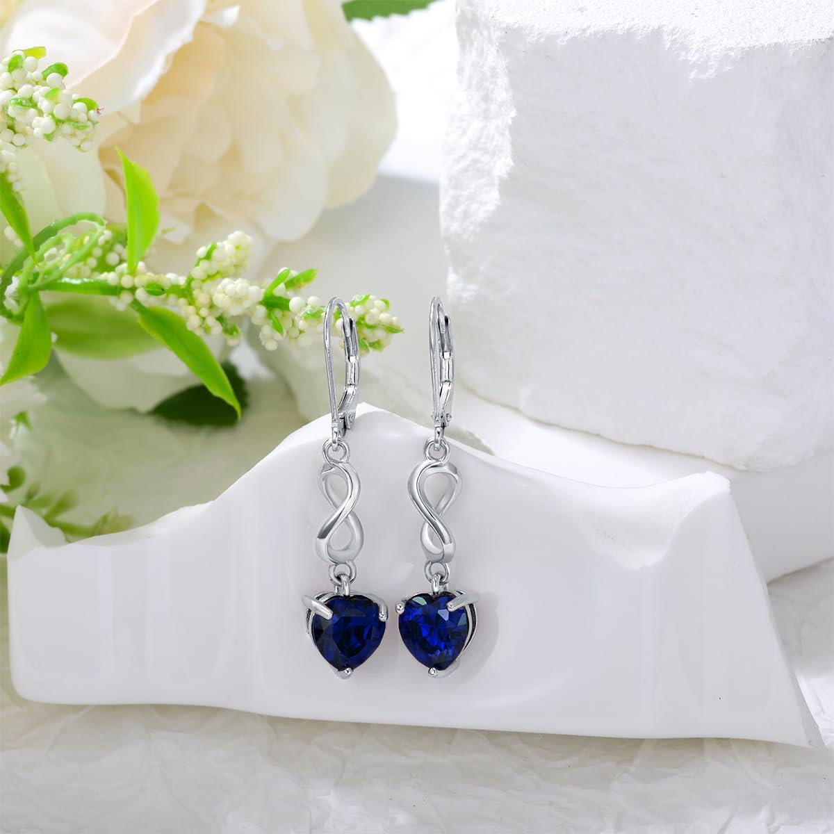 Infinity Leverback Earrings Drop Earrings 925 Sterling Silver 12 Birthstone Birthday Jewelry Gifts for Women - Image 2