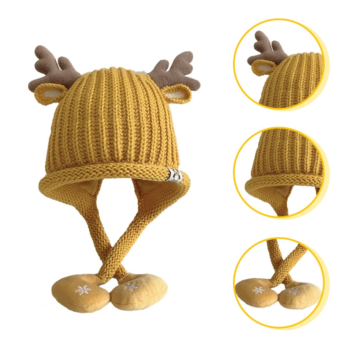 BESTYASH Sombrero Tejido Gorro de Navidad Sombrero de Navidad para niños Sombrero de pompón de bebé Gorro Termico Gorro Bebe Gorro de Invierno Gorro recién Nacido Acrílico Yellow
