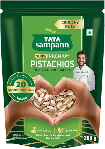 Tata Sampann Pistachios Roasted &amp; Salted, Pista, 200g, Rich In Protein, Phosphorus, &amp; Dietary Fibre, Premium Nuts &amp; Dry Fr...