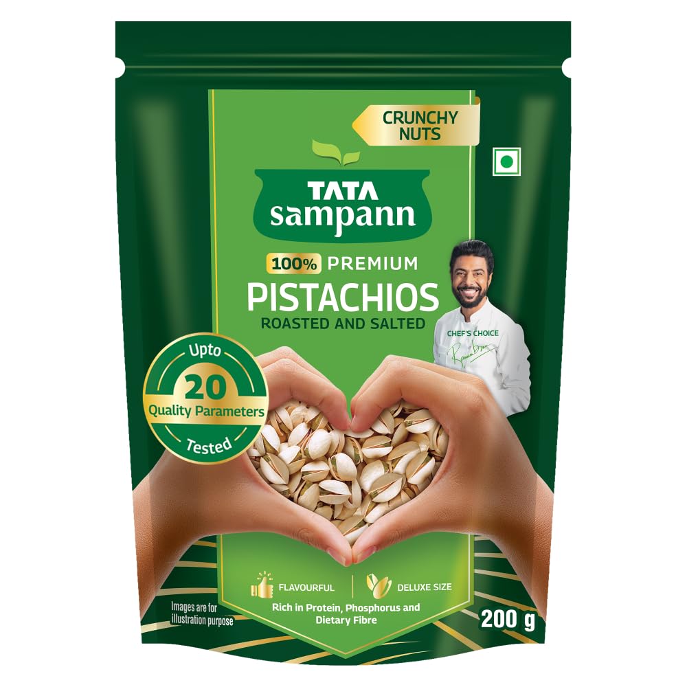 Tata Sampann Pistachios Roasted & Salted, Pista, 200g, Rich In Protein, Phosphorus, & Dietary Fibre, Premium Nuts & Dry Fr...