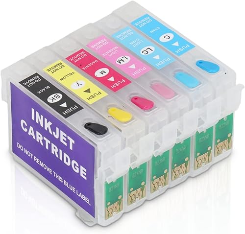 Cartucho de tinta de impresora recargable vacío, cartuchos de tinta de sublimación reutilizables de 6 colores, compatible con Stylus PhotoR260 R280