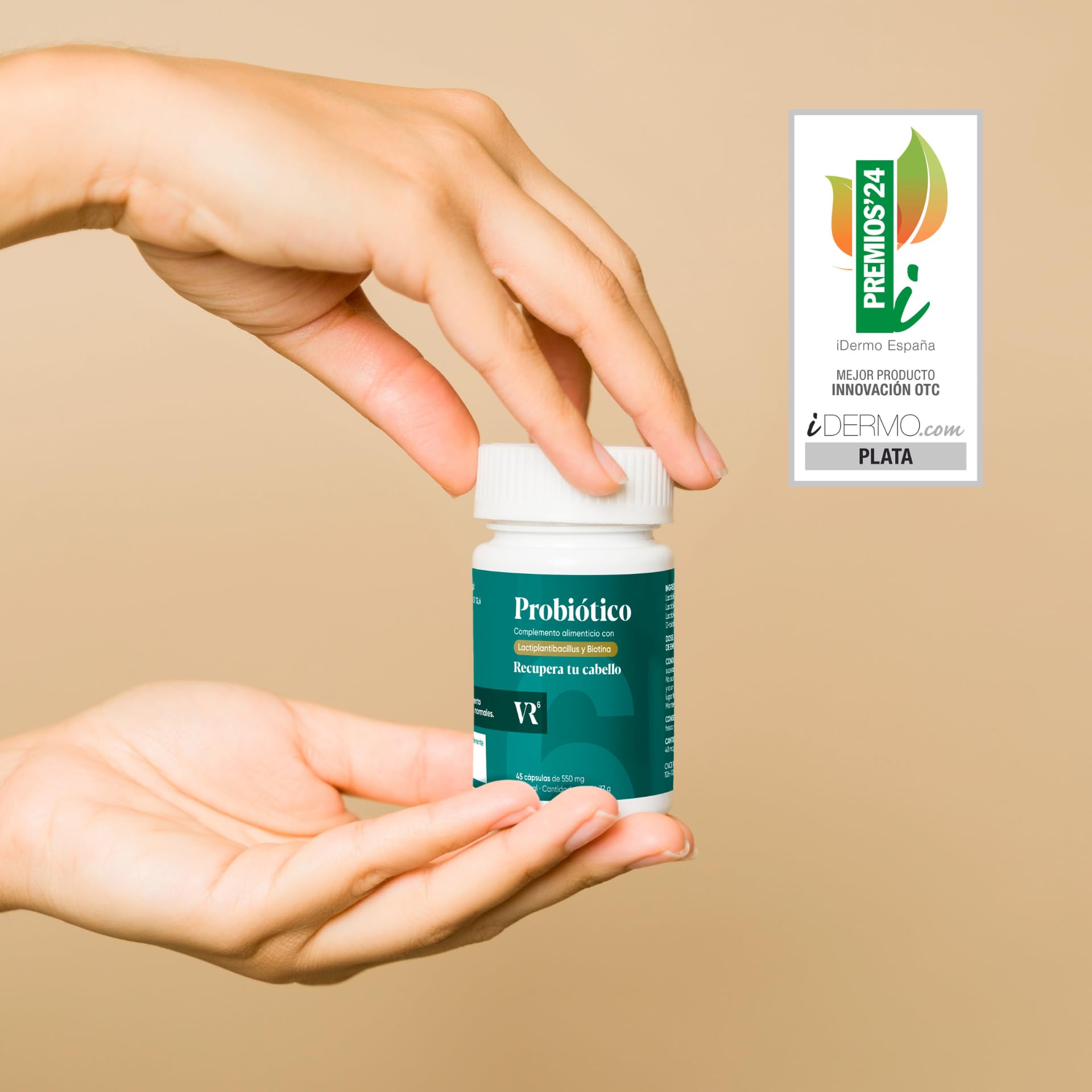 VR6 - Probiótico Anticaida Capilar con Biotina para el Cabello. Estimula el Crecimiento del Pelo y Mejorar la Disbiosis Intestinal. Vitaminas para el Cabello Piel y Uñas Mujeres y Hombres 45 und