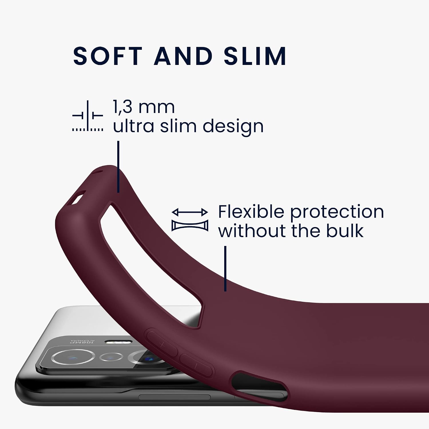 kwmobile Case Compatible with Xiaomi 11T / 11T Pro Case - Soft Slim Protective TPU Silicone Cover - Tawny Red