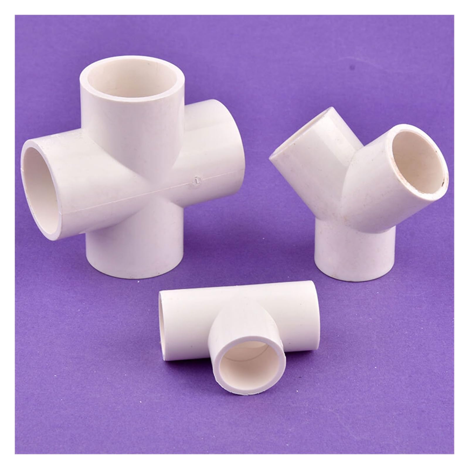 Accesorios de tubería PVC blanco 20~50mm, Conector en T codo recto, suministro tanque peces for acuario, accesorios DIY for riego jardín Adecuado para grifos(Y-Tee connector,White 50mm)