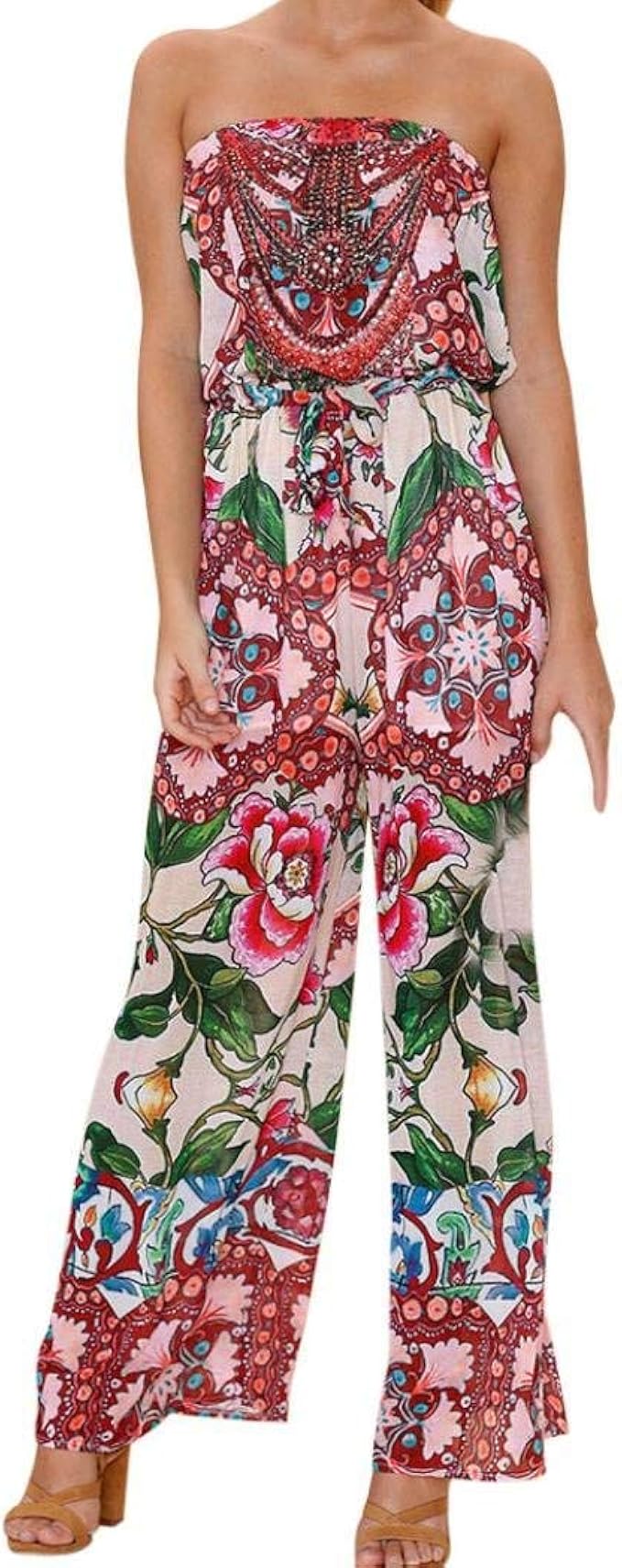 Gkaopi Damen Overall Sommer - Ärmellos Mit Weiten Beinen Und Taschen