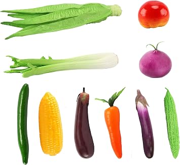 10 PCS Realistic PU Fake Green Vegetables Set Corn Carrots Tomatoes Celery Eggplants Food Props Kitchen Decor Restaurants Hotels Home Display Thanksgiving Christmas