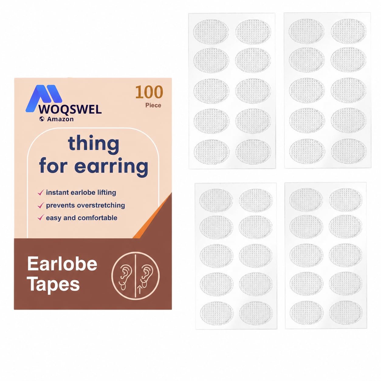 50Pcs Earring Lobe Support Patches Tape/Invisible Ear Patches for Big Hole Ear Lobe Support for Earrings Ear Lobes for Heavy Earrings Ear Lobe Patches which Protects Healthy Ear Lobes from Tearing (Pack-50)-image-24