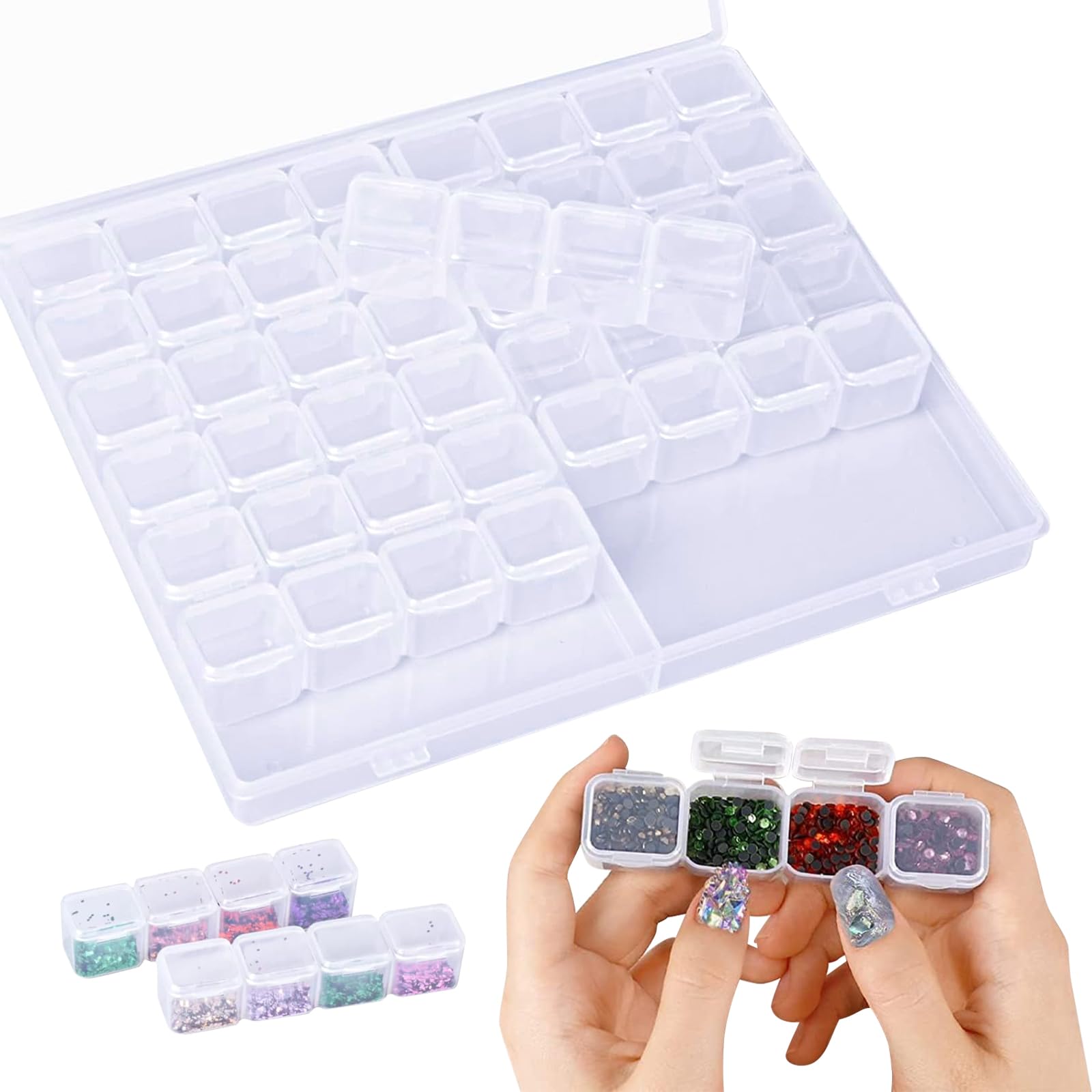 Contenitore Porta Perline In Plastica Trasparente, 56 Scomparti Rimovibili, Organizer Per Gioielli E Fai-da-te, Misura 21x17,5 Cm