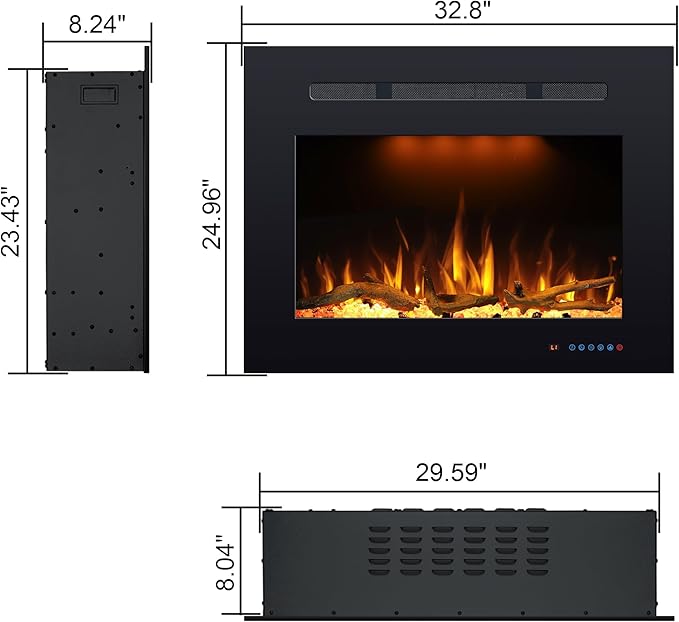 Chimenea Eléctrica Insertable PRISMASTER 32.8" 1500W miniatura 3