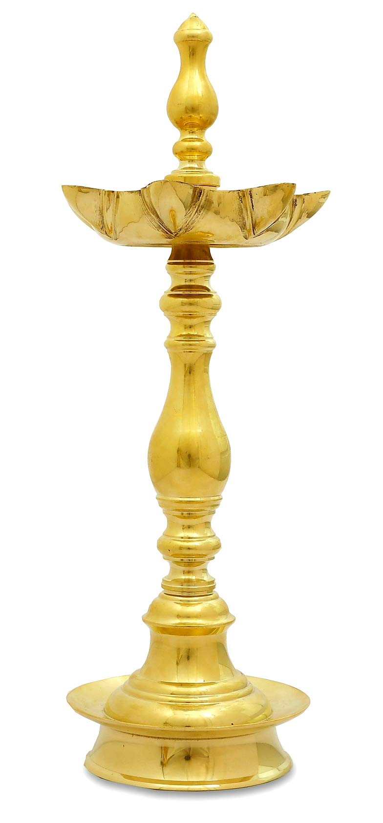 DMI Brass Samai / Samayi for Pooja with Kalas at Centre – 7 Face Traditional Oil Lamp – Height 10"