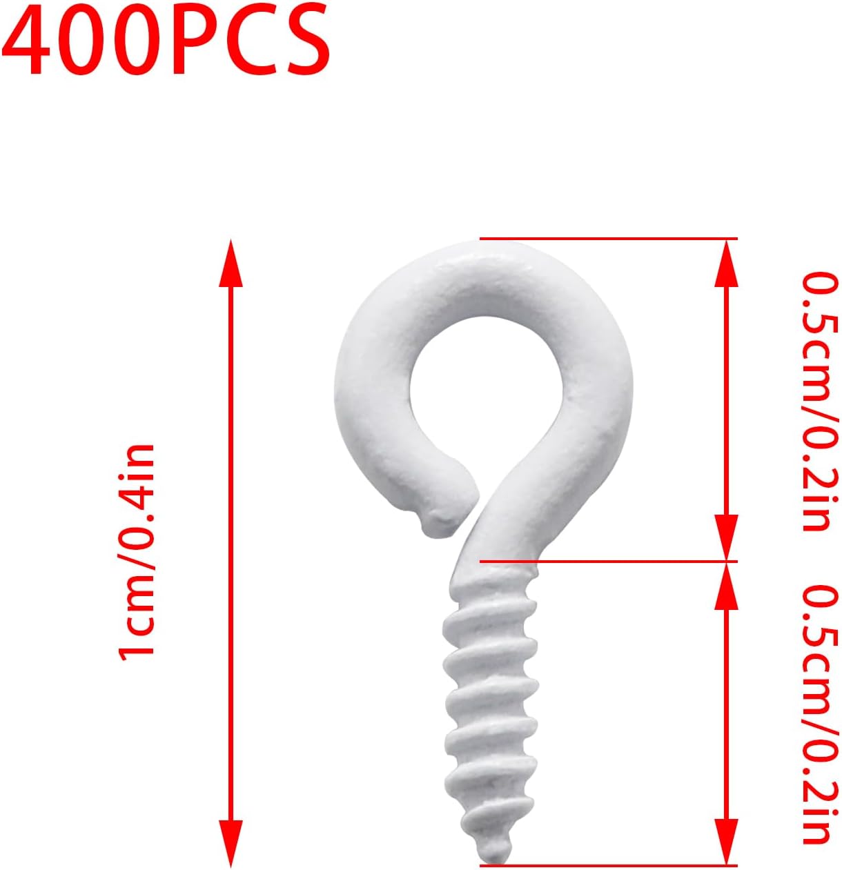 Pine & Linen 400 pcs 10x5mm Small Durable Screw Eyes Pins, Mini Screw Eye Hooks Eye Pins Charm Bead, Small Pegs for DIY Jewelry Making/Arts & Crafts Enthusiast(White) - Image 2