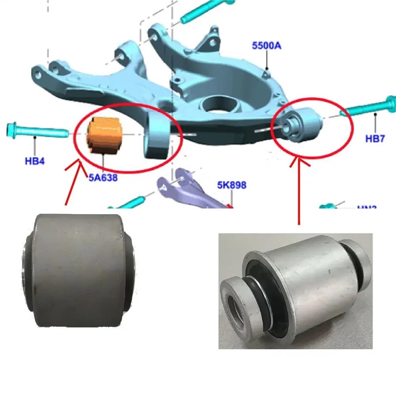 Boccola barra stabilizzatrice Per Ford Per Mondeo MK5 Fusion Taurus Per Edge 2015- Boccola Grande Piccola Braccio Controllo Parti Sospensione Auto F2GC5K653AXB FR3C3C270AA Scatola Sterzo(F2GC5K653AXB