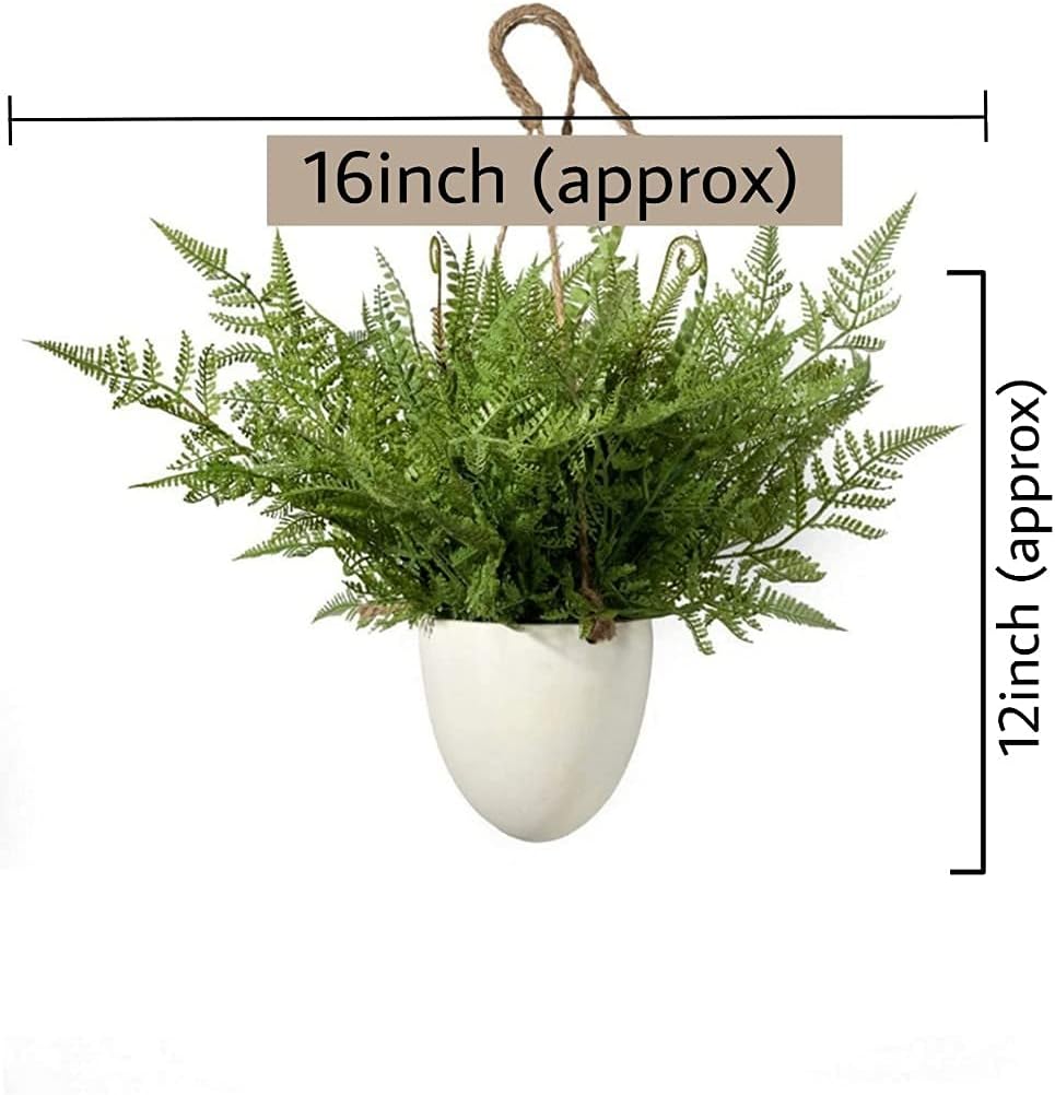 Serene Spaces Living Large Boston Fern in Hanging Pot, Fake Hanging Plant, Life Like Plants for Indoor Outdoor Garden Wedding Party Table Decor, Measures 12" Tall and 16" Diameter