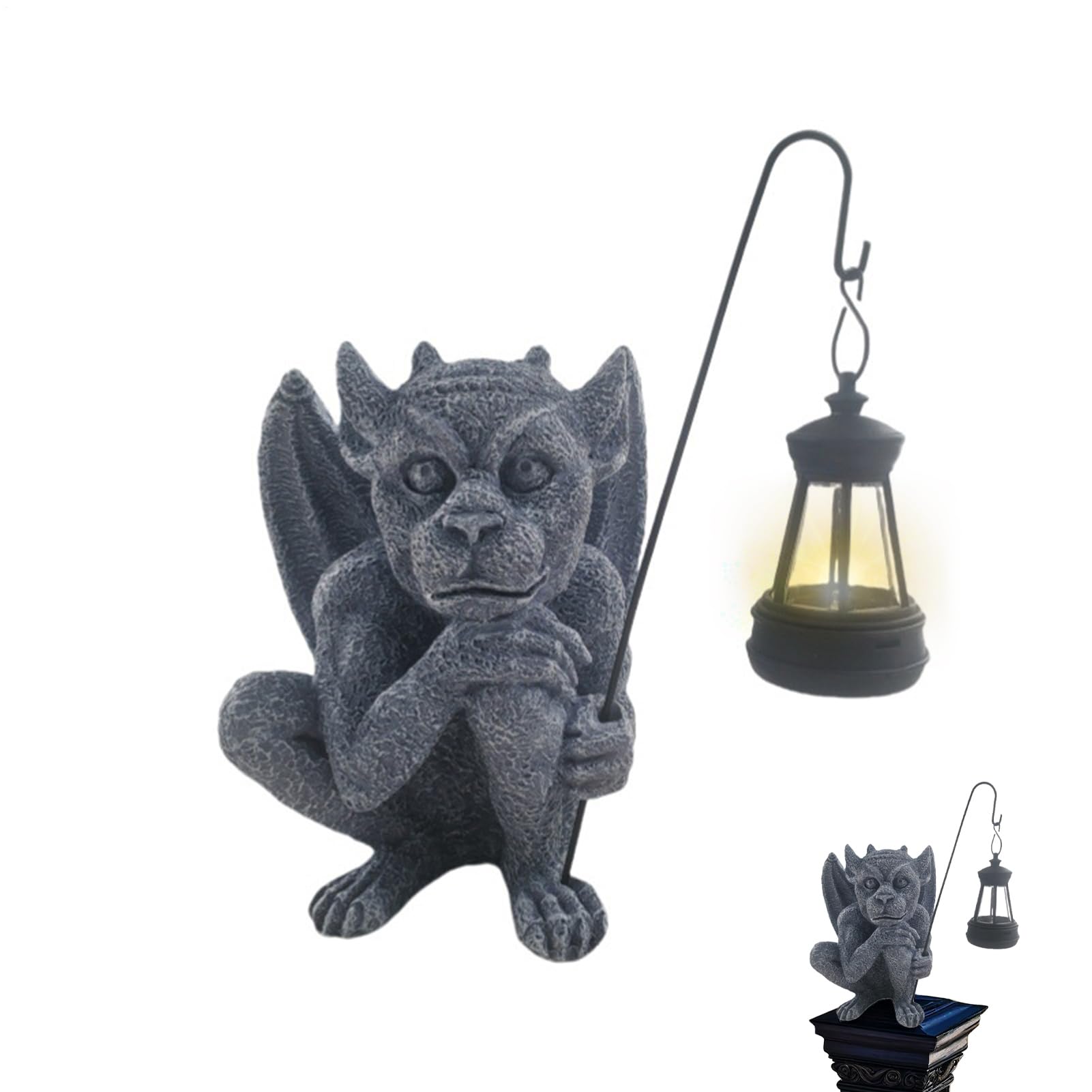 Gargoyle Statue For Garden - Outdoor Sculpture, Dragon Winged Figurine, Solar Powered Garden Ornament, Fence Hanger, Collectible Gothic Action | Gargoyle Statue For Indoor Outdoor Home Decoration