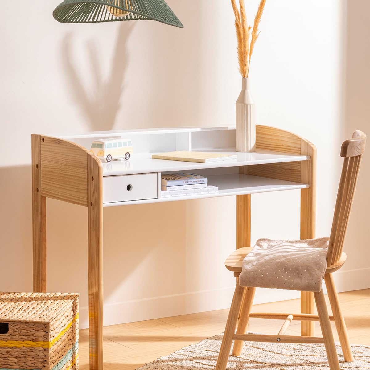 Atmosphera - Bureau Enfant Primaire l100cm Blanc en Bois