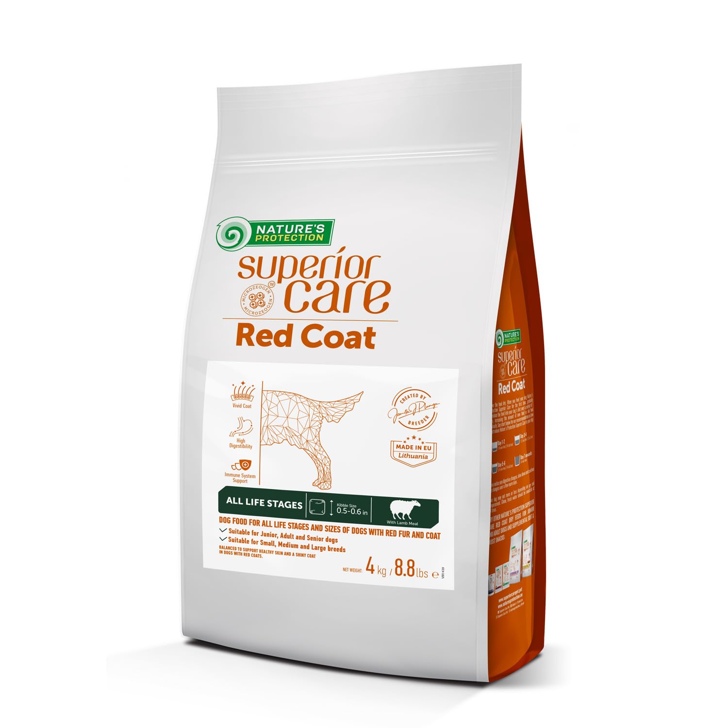 Nature's Protection Superior Care Grain-Free Dry Dog Food - High Protein, Tear Stain Dog Food for All Breeds Red Coated All Life Stages Dogs, Fresh Pet Meal, Lamb, 8.8 lb