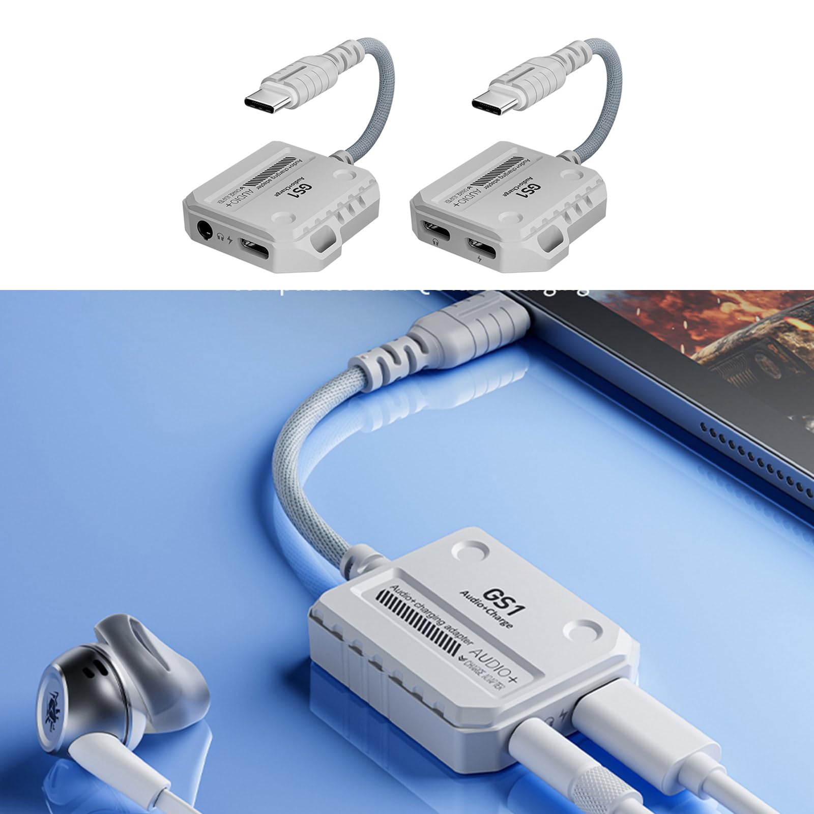 ljhnba HiFi Sound Card USB C to Headphone Port with Fast Charging 60W Power 6cm Cable Length for Enhancing Gaming Experience