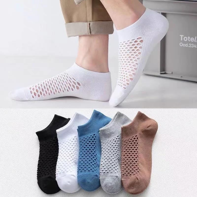 10 Pairs Mens Cotton Low Cut Socks Summer Colorful Mesh Daily Travel No Show Socks3
