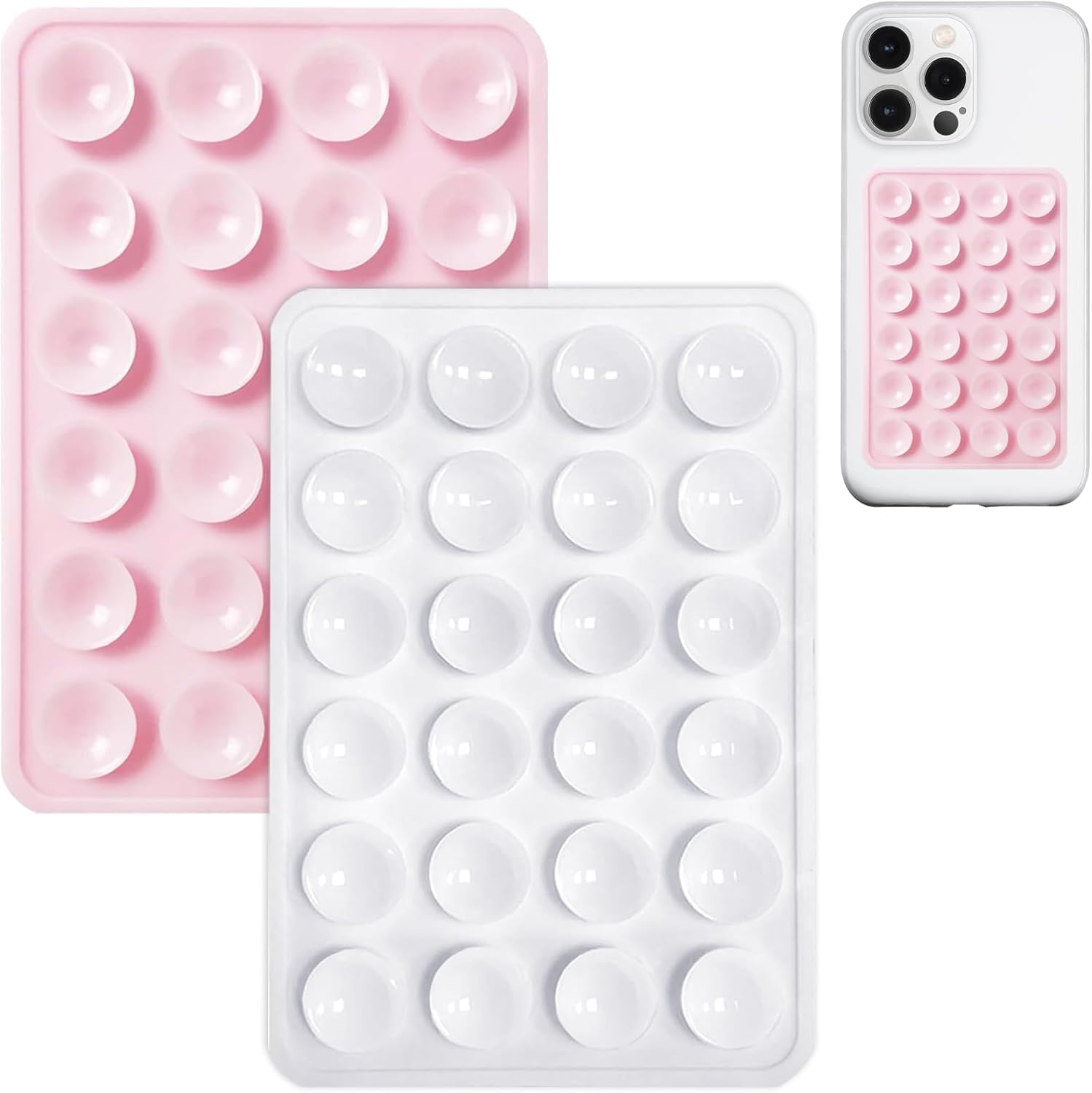 GNEY [2 Pack] 24 Suction Cup Phone Mount Pad for Mobile Case | Silicone Selfie Mirror Mount Holder | Hands-Free Phone Holder for Makeup,Vlogging,Recording & Video Calls | Reusable Sticky Suction Pad-image-27