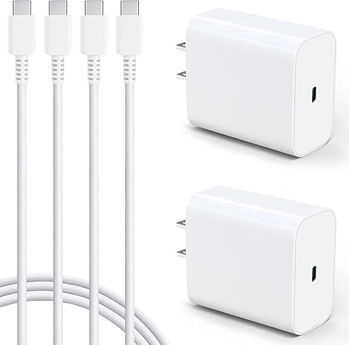 Bloque de carga súper rápido de 45 W, paquete de 2 bloques de carga rápida tipo C con cable de carga USB C de 3 pies compatible con Samsung Galaxy