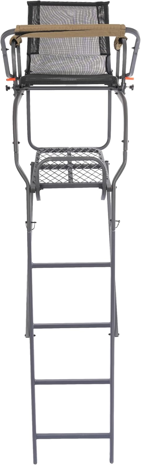KUAFU 15.5' Ladder Tree Stand for Hunting, Single Ladder Stand, Deer Stand with Mesh Seat Hunting Gear Equipment Steel