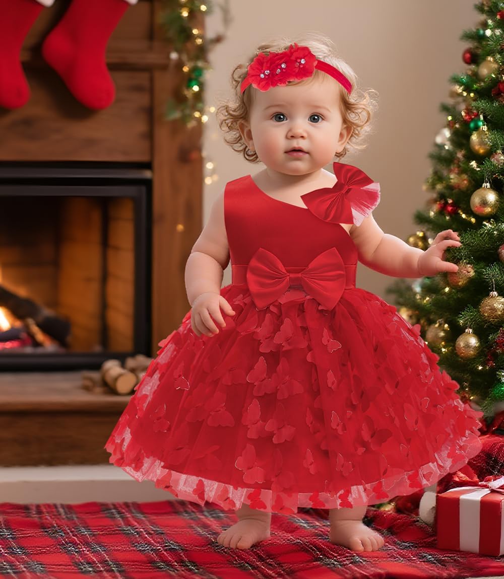 LZH Toddler Girl Dress Butterfly Costume for Girls Baby Birthday Bowknot Tutu Dress Outfits with Headband