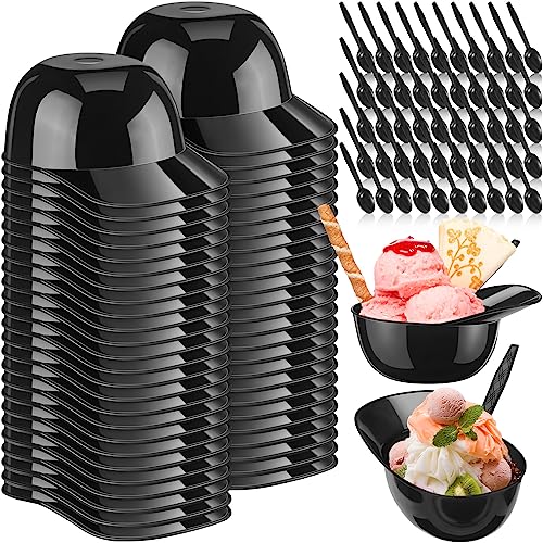 Baseball Helmet Ice Cream Snack Bowl and Disposable Taster Spoons