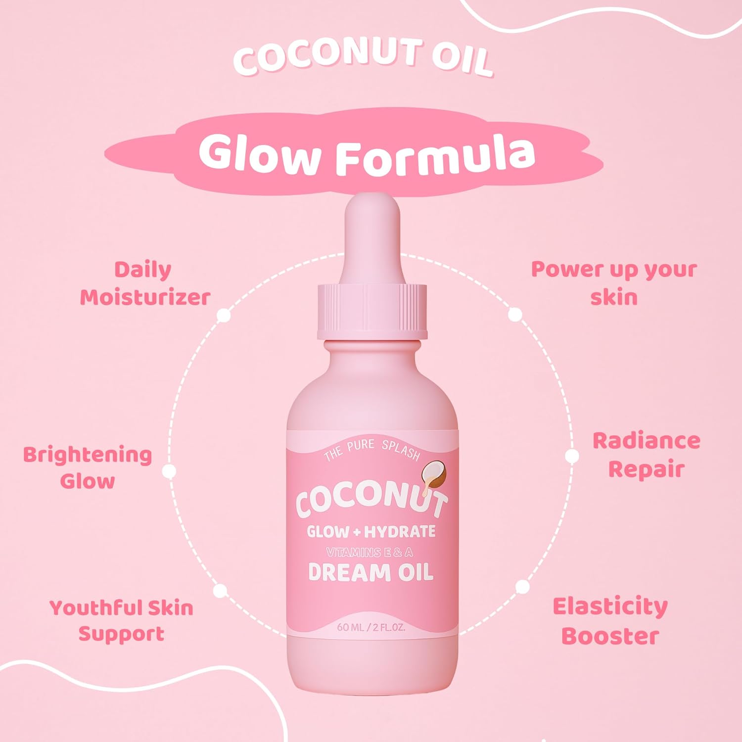 Coconut Dream Oil – Glow + Hydrate Face & Body Oil with Vitamins E & A – Lightweight, Non-Greasy Daily Moisturizer – 100% Natural, 2 fl oz - Image 7