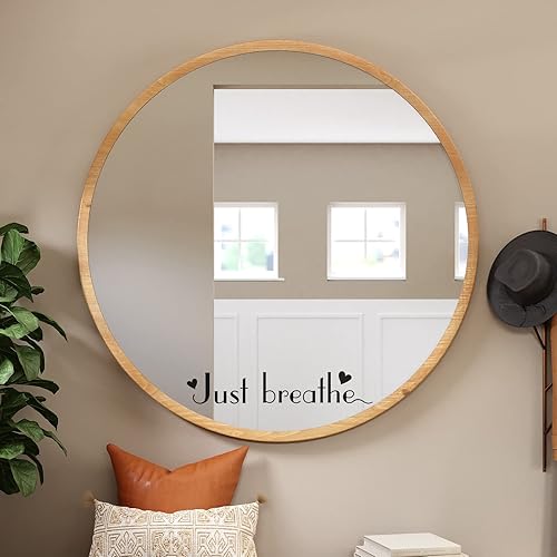 Miniatura 7 de SUPERDANT Calcomanías de pared motivacionales con citas de "Just Breathe" de vinilo para pared, citas de yoga, lema positivo, relajación, arte,