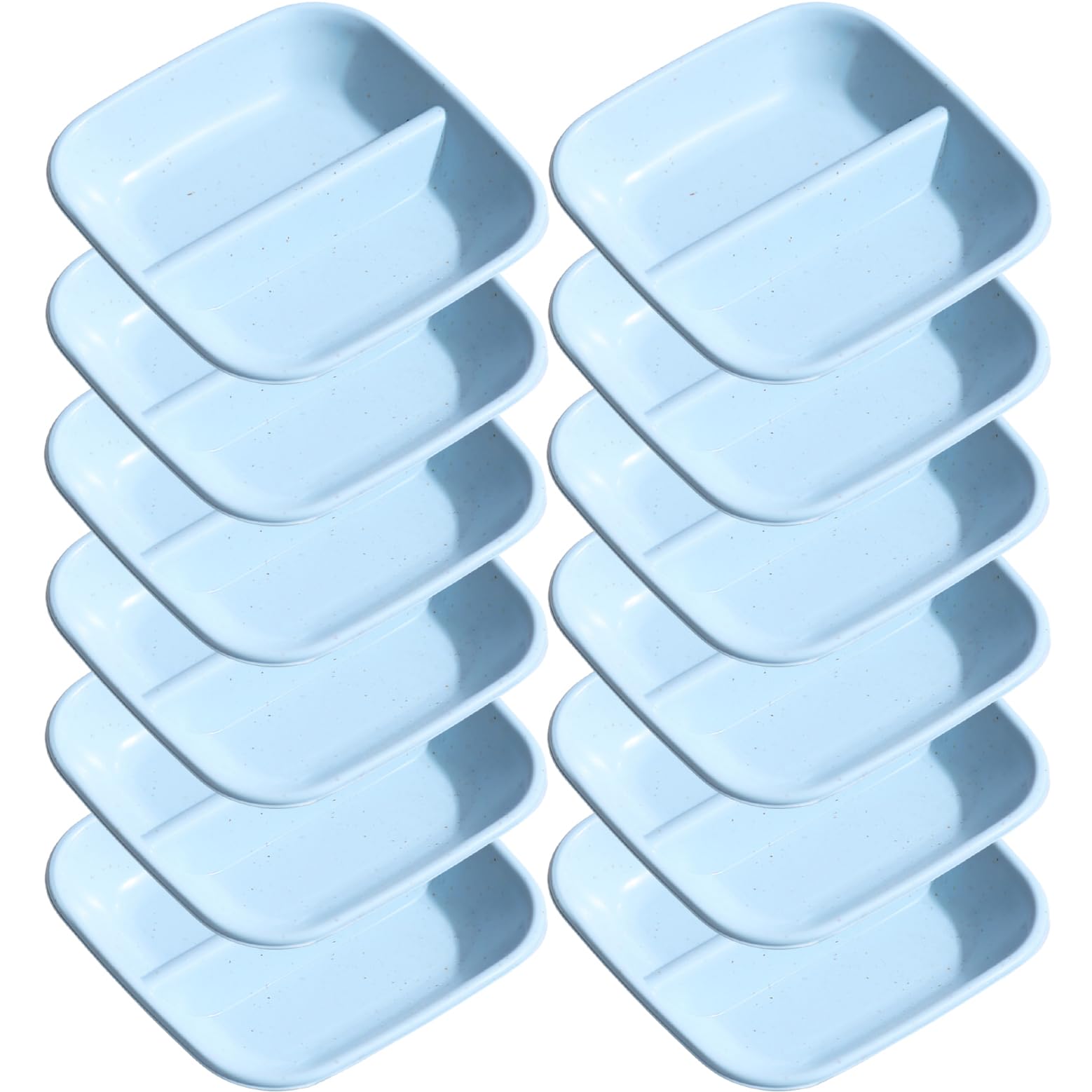 Oicia Wheat Straw Appetizer Serving Tray for Restaurant Kitchen Condiments Dipping Bowls Small Serving Bowls for Side Dishes Mini Appetizer Plates Pinch Bowls Sauce Dish (9cm, Blue, Set of 12)