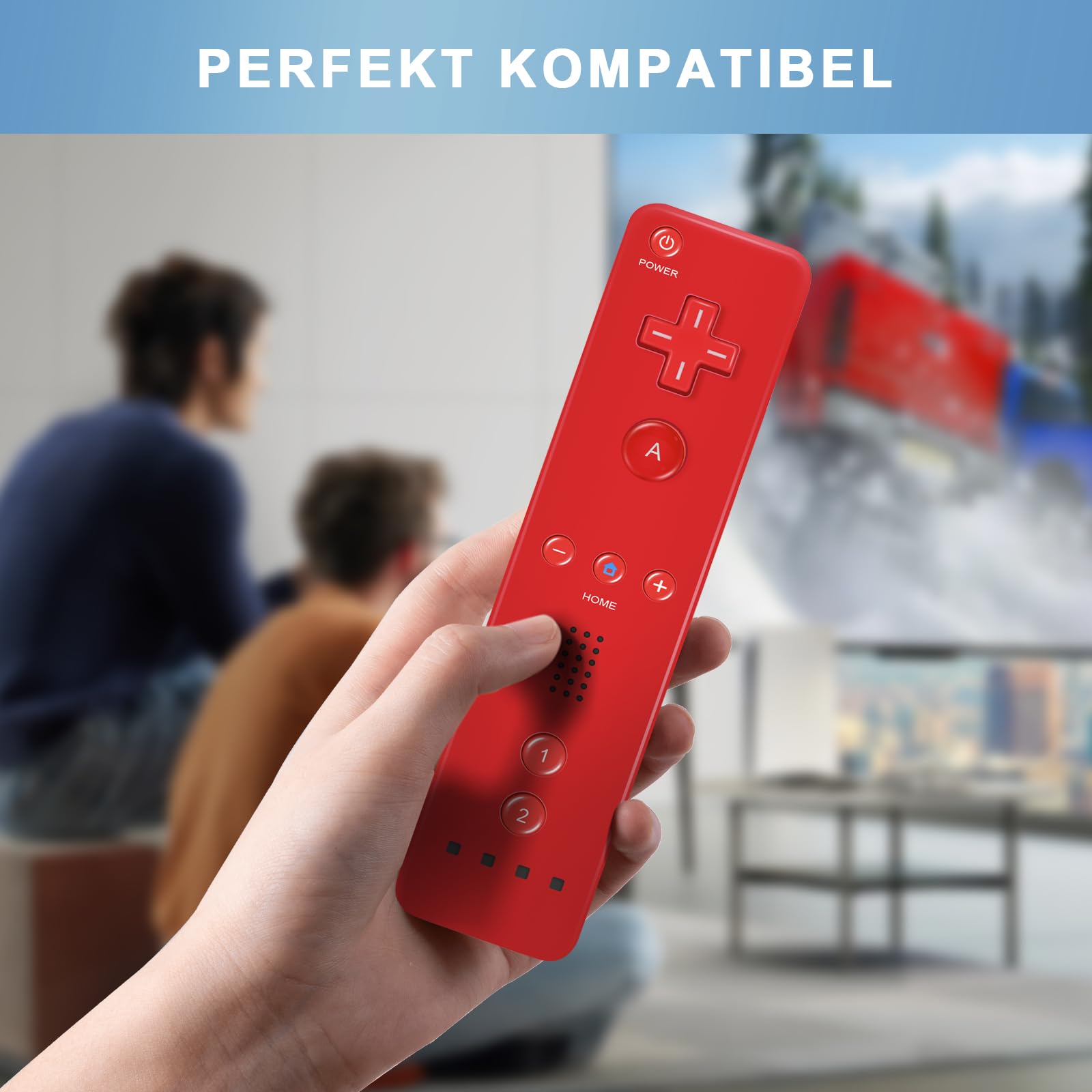 LeonDesigns Wii Remote Controller und Nunchuck Controller für Wii U, inkl. Silikonhülle und Handschlaufe (rot+blau)