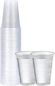 7oz Disposable Plastic Water Cups Pack of 100 Clear Cups, Lightweight & Practical for Home, Office, Parties & Events
