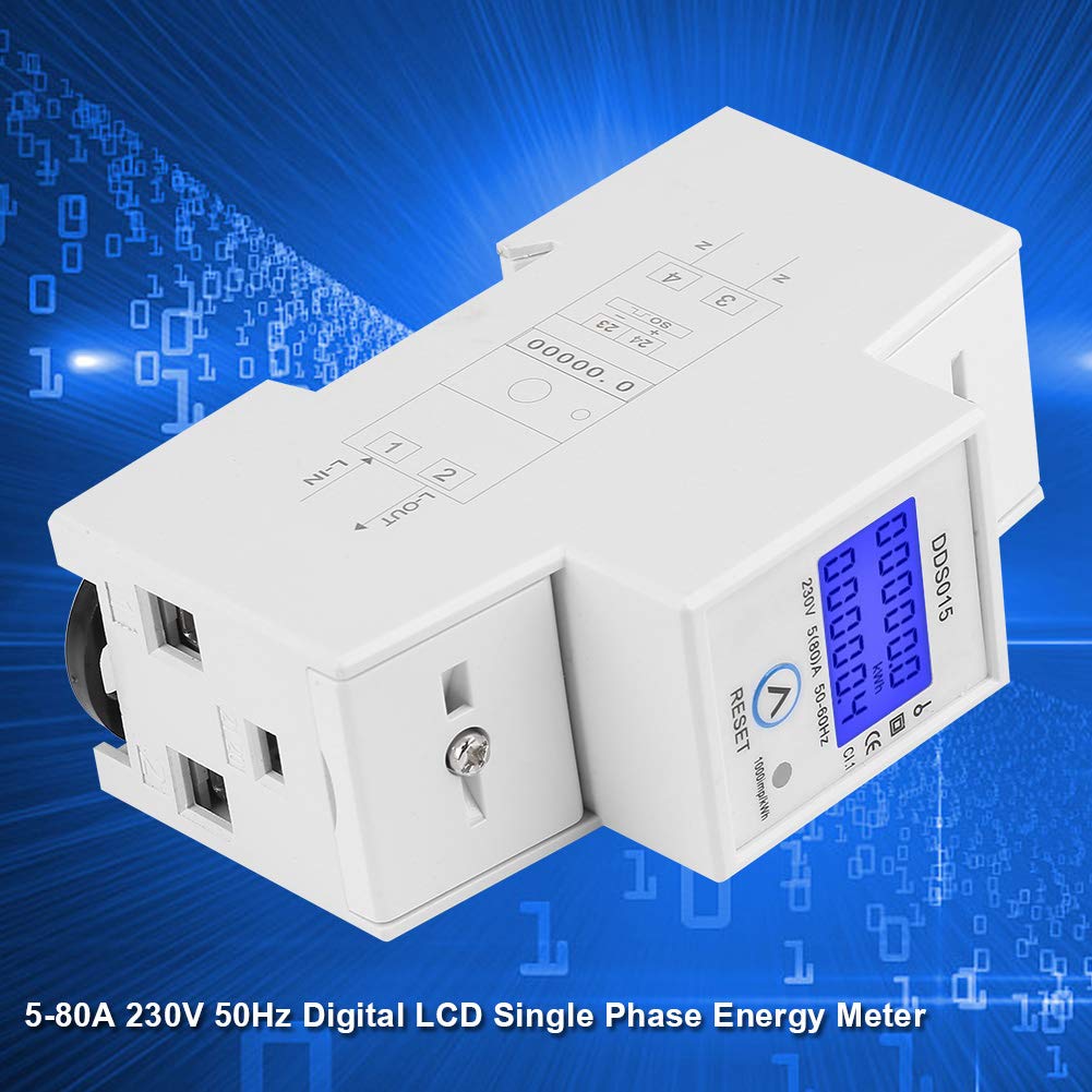 2 szt. Jednofazowy Licznik Energii 5-80A 230 V 50 Hz Elektryczny Miernik KWH LCD Licznik Energii Watomierz, DDS015 Jednofazowy Licznik Energii KWH na szynę Din