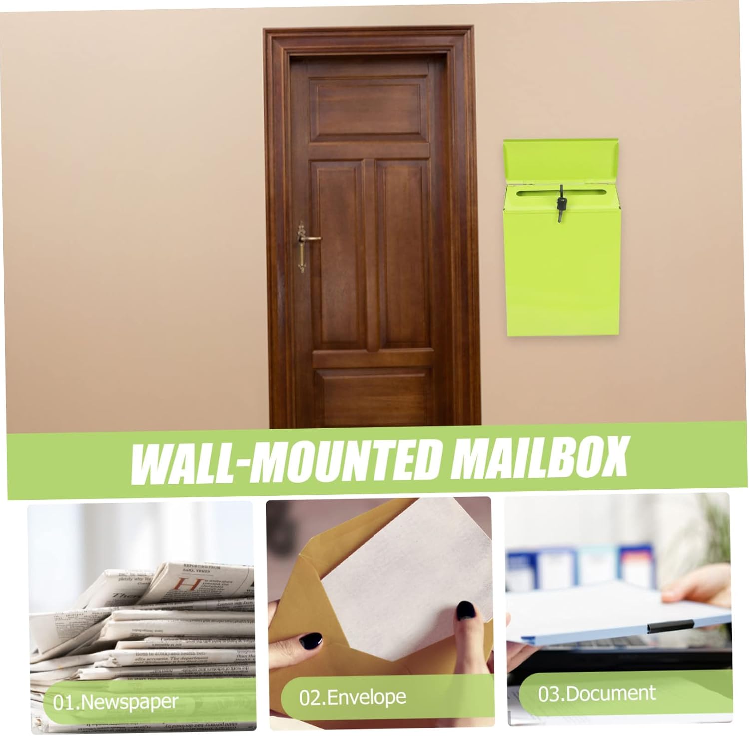 Lockable Wall-Mounted Mailbox Suggestion Box for Outside Package Multi-Function Letter Accessory