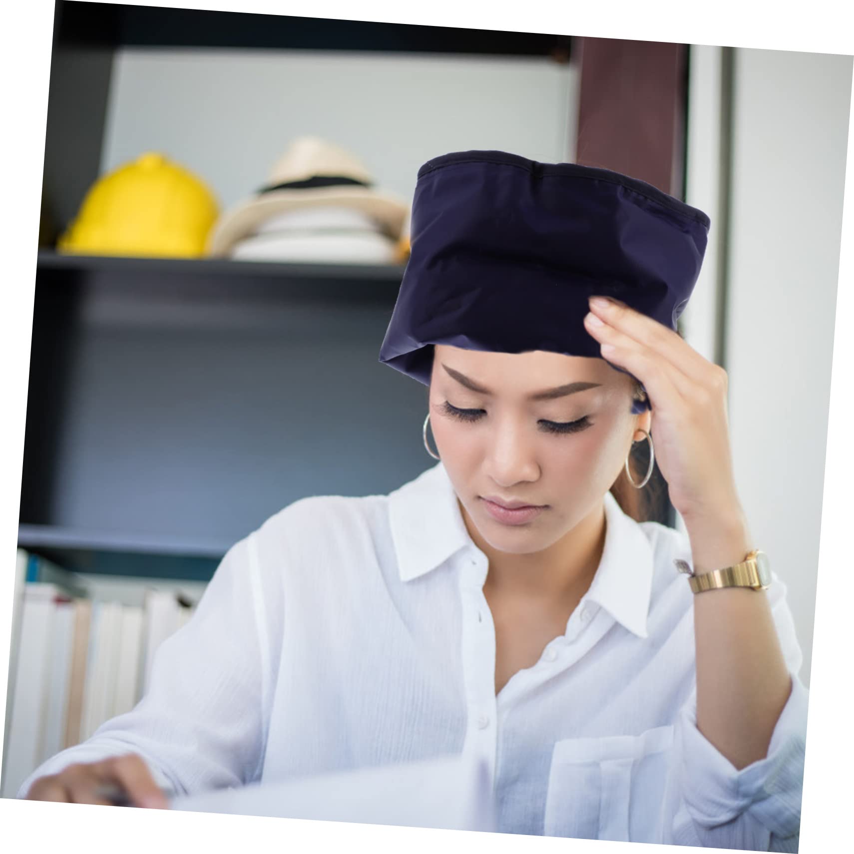 Bonnet de Glace Bleu en Tissu, Congélable, pour Tête et Épaules