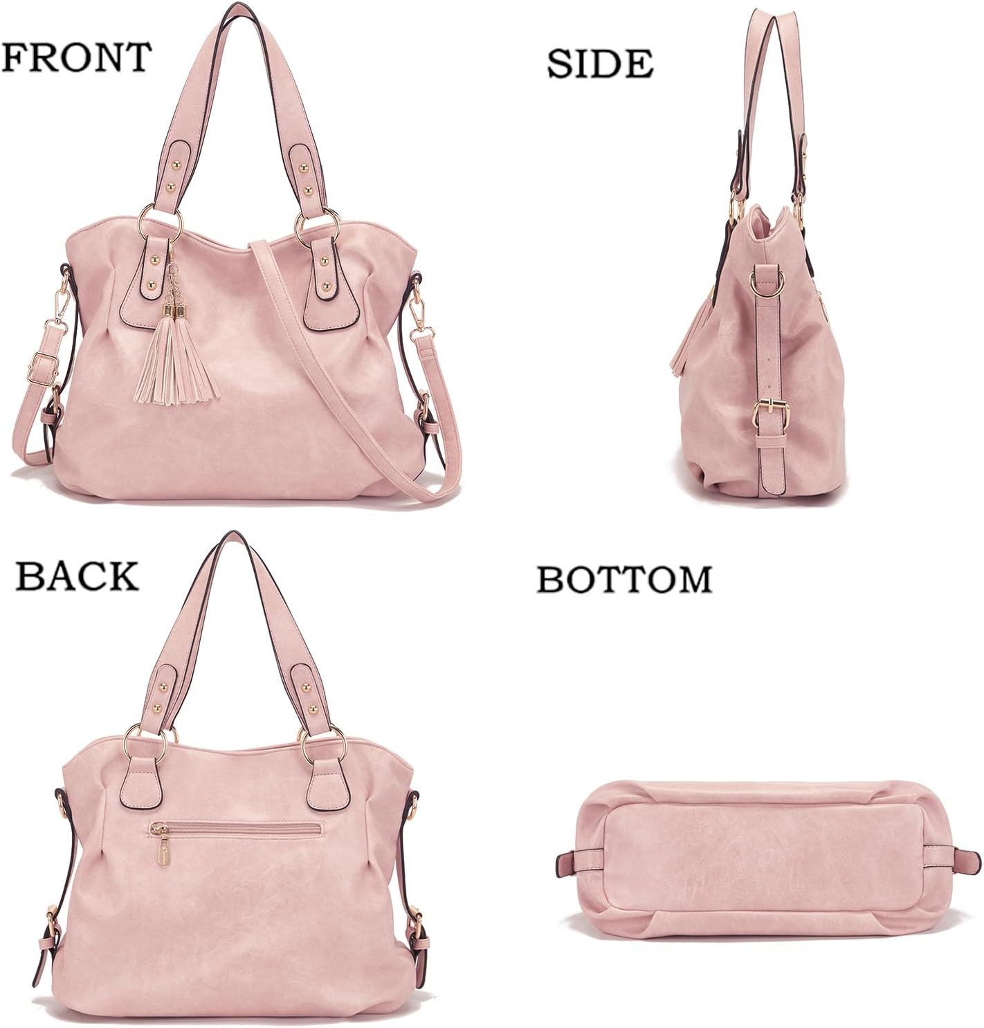 Soperwillton Fashion Handbag for Women Shoulder Bag Top Handle Satchel Hobo Tote Bag Purse Set 4pcs - Image 3