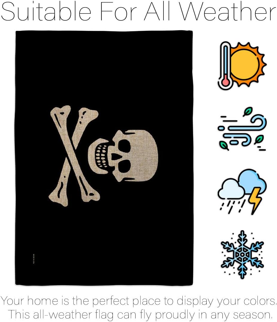 Americana Home & Garden Pirate of Samuel Bellamy Burlap House Flag-Coastal Ship Skull Treasure Map Carribean Jolly Blackbeard Jack Decoration Banner Small Garden Yard Gift Double-Sided, Made in USA