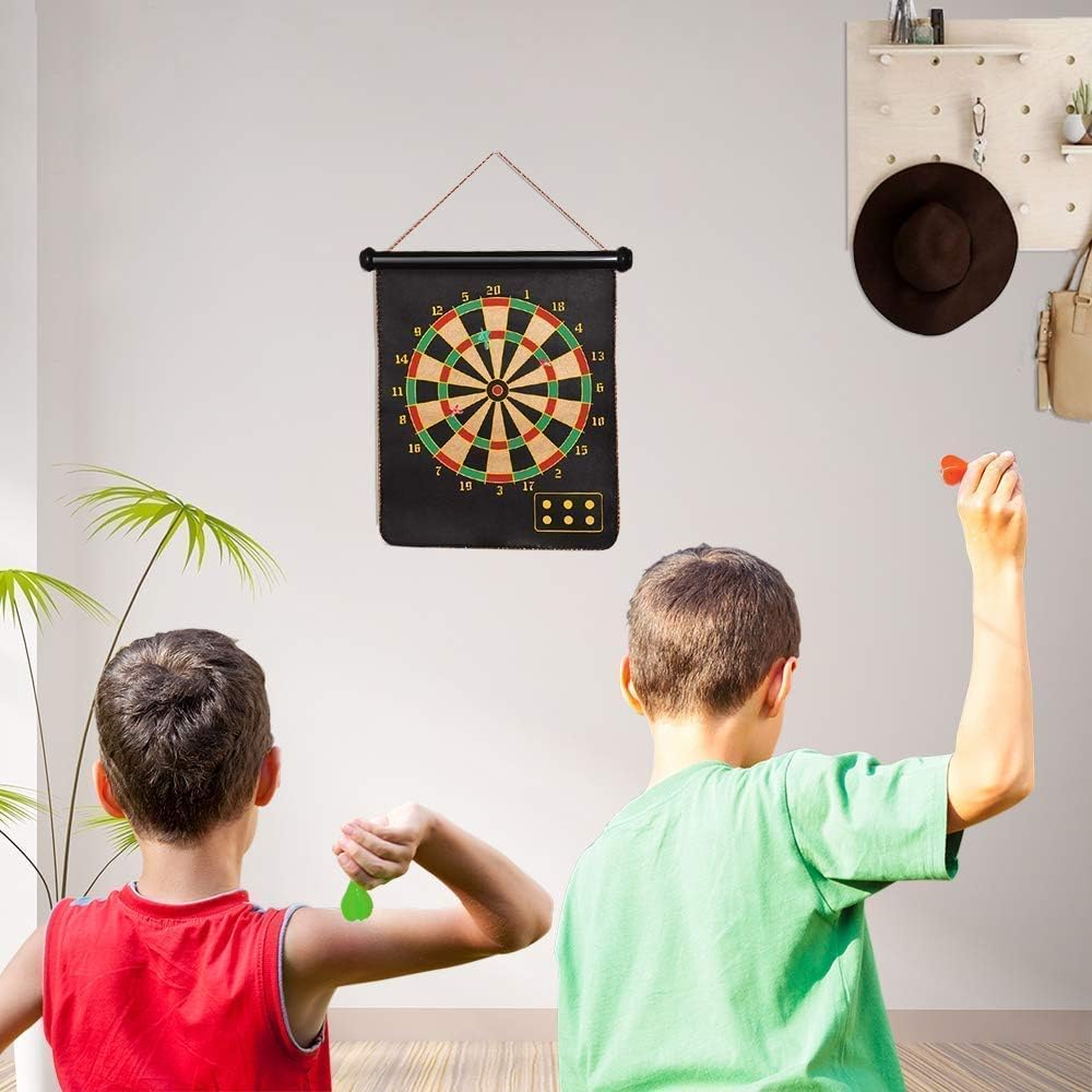 - Ritmo 15" Magnetic Dart Board Sets 4 Reversible Darts Rolling Double Sided Bullseye Game Magnetic Safety Dart Board for Kids Family Leisure Sports