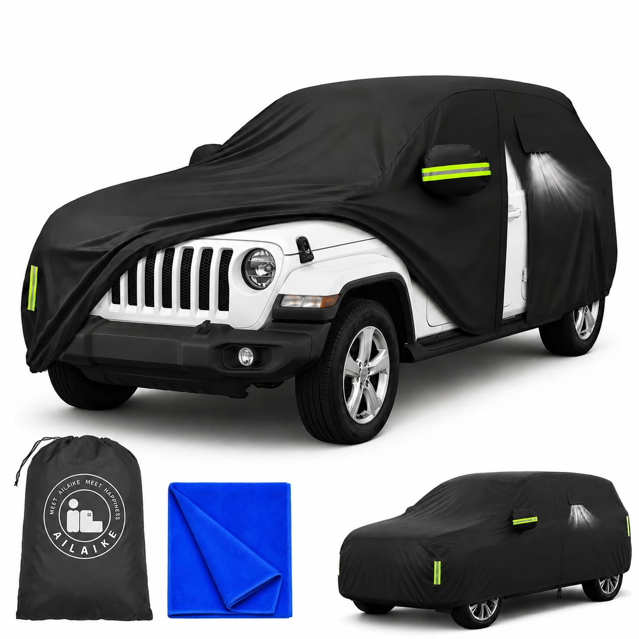 Car Cover Waterproof All Weather Fit for Jeep Wrangler 4 Door
