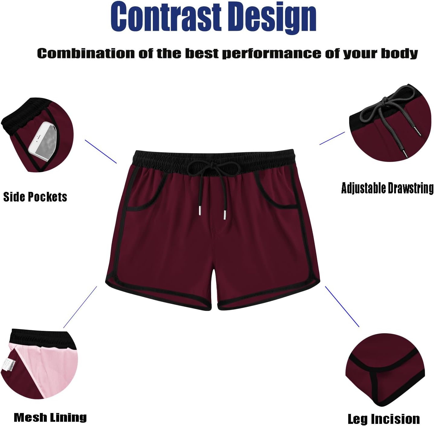 COOFANDY Men's Swim Trunks Quick Dry Swimsuit Color Block Board Short Bathing Suit Swimwear with Mesh Liner - Image 4